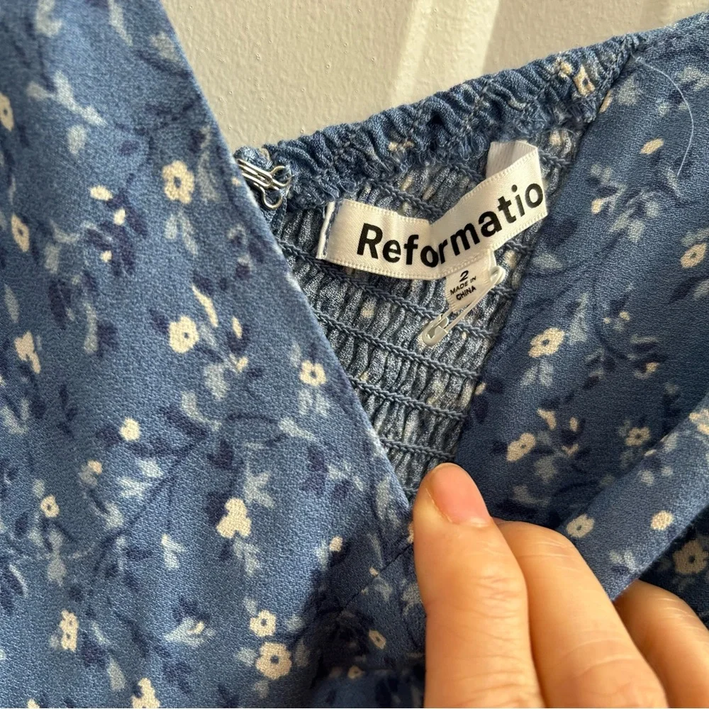Super Cute and Flattering! Reformation Baxley Dress in Blue Eve Womens Size 2 - Picture 12 of 14